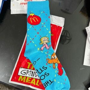 McDonald's Bright Blue Fun Grinch Character Socks